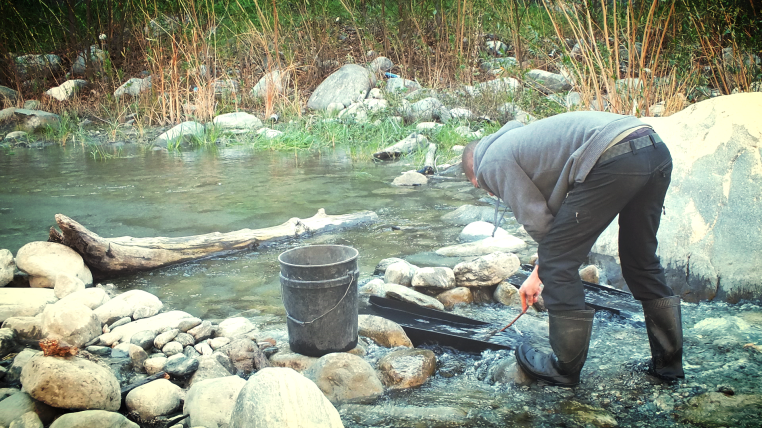 doing a little bit of sluicing and panning